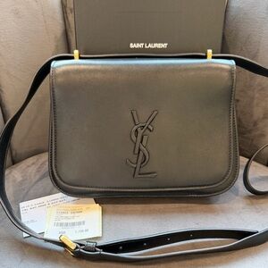 Yves Saint Laurent Spontini Saddle Bag Black in Smooth Calfskin